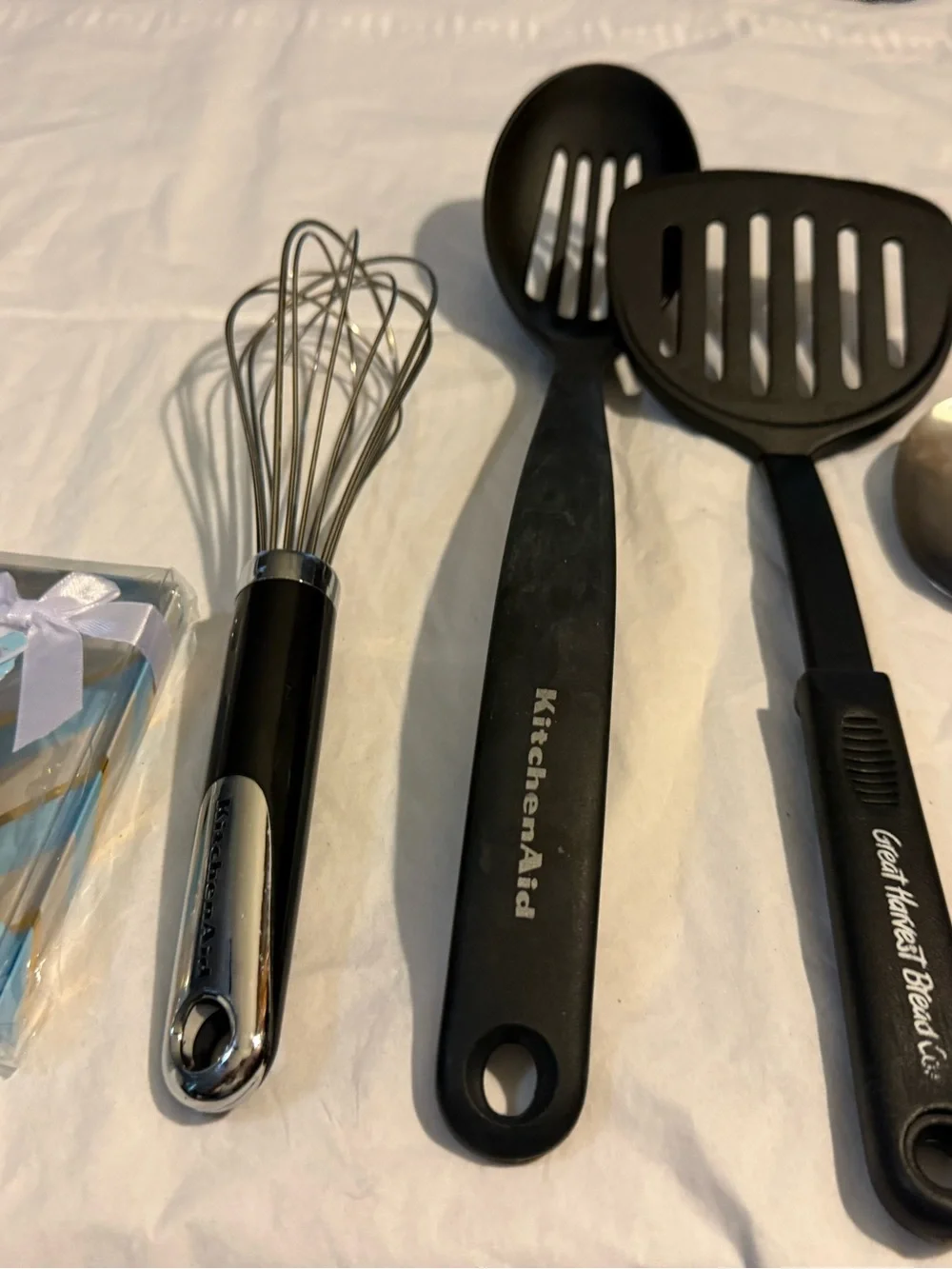 KitchenAid Black Nylon Slotted Turner and Whisk Set with Stainless Accents
